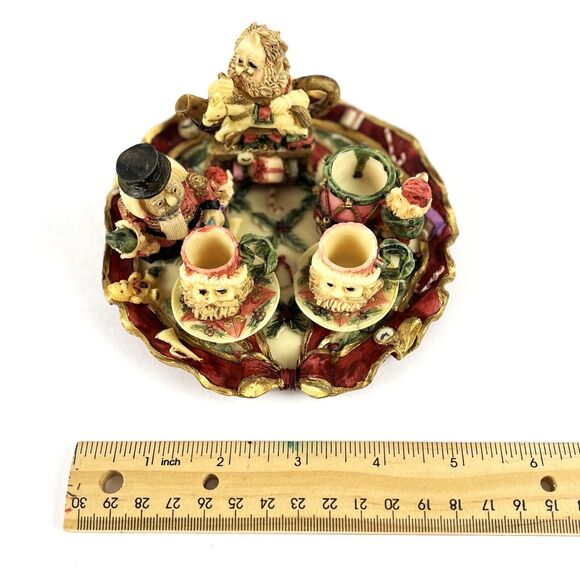 VTG Christmas Miniature Tea Set Santa Elves Workshop Resin Figurines intricate - Picture 15 of 16